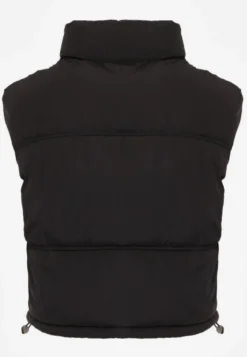 Czarna Pikowana Kamizelka Puffer o Kroju Crop Tadrel