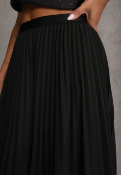 Czarna Spódnica High Waist Zdobiona Drobnym Plisowaniem Aniope