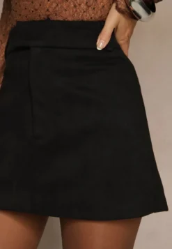 Czarna Spódnica VICES Mini Stylizowana na Zamszową Tivite