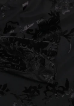 Czarna Sukienka Bodycon z Kwiatowym Wzorem z Weluru i Wiązaniem z Tyłu Telesa