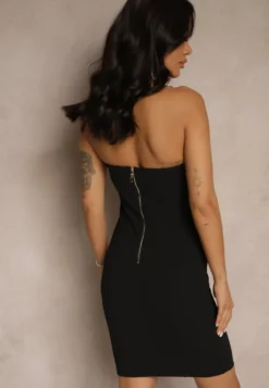 Czarna Sukienka z Wiskozą Typu Bodycon Ellavira