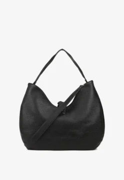 Czarna Torebka Hobo Shopper Ozdobiona Plecionką Nalorella