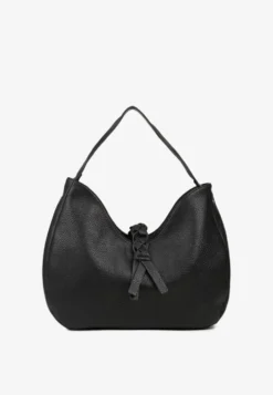 Czarna Torebka Hobo Shopper Ozdobiona Plecionką Nalorella