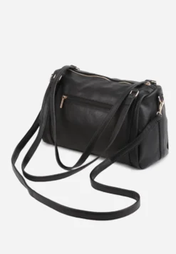 Czarna Torebka na Ramię Typu Bowling Bag z Dodatkowym Paskiem Ventosia