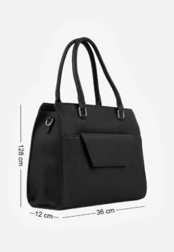 Czarna Torebka Prostokątna Shopperka Casual z Małą Kosmetyczką w Środku Demis