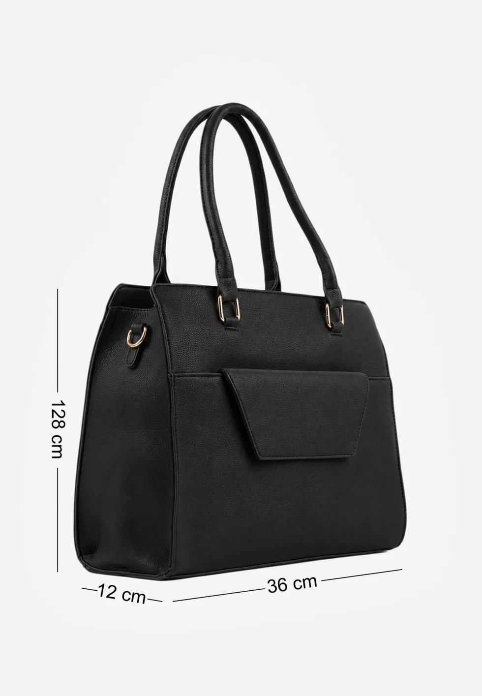 Czarna Torebka Prostokątna Shopperka Casual z Małą Kosmetyczką w Środku Demis