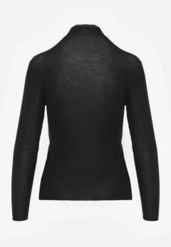 Czarna Wiskozowa Bluzka Longsleeve Golf z Kaszmirem Vidara