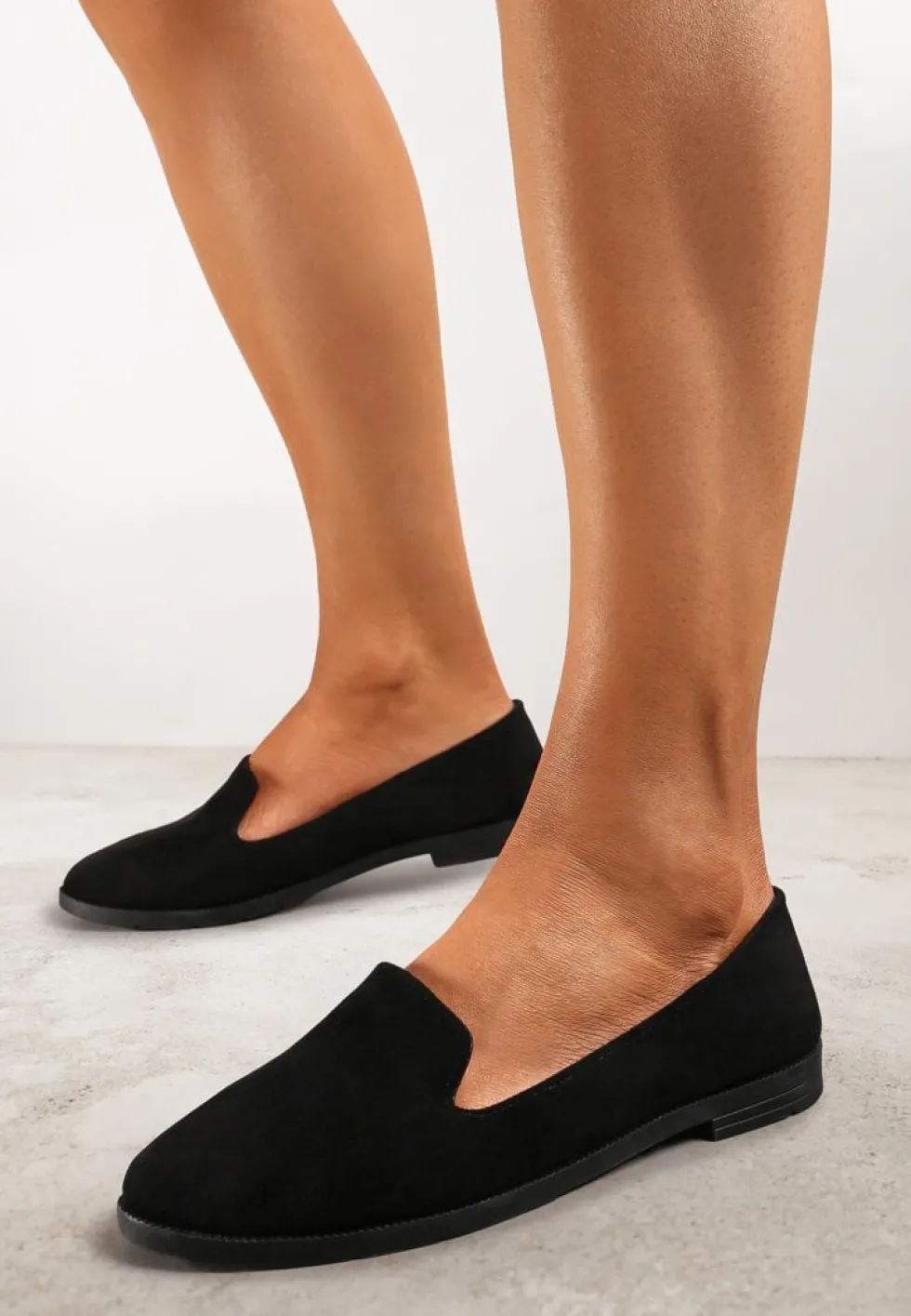 Czarne Balerinki Typu Loafersy Daphikaia