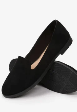 Czarne Balerinki Typu Loafersy Daphikaia