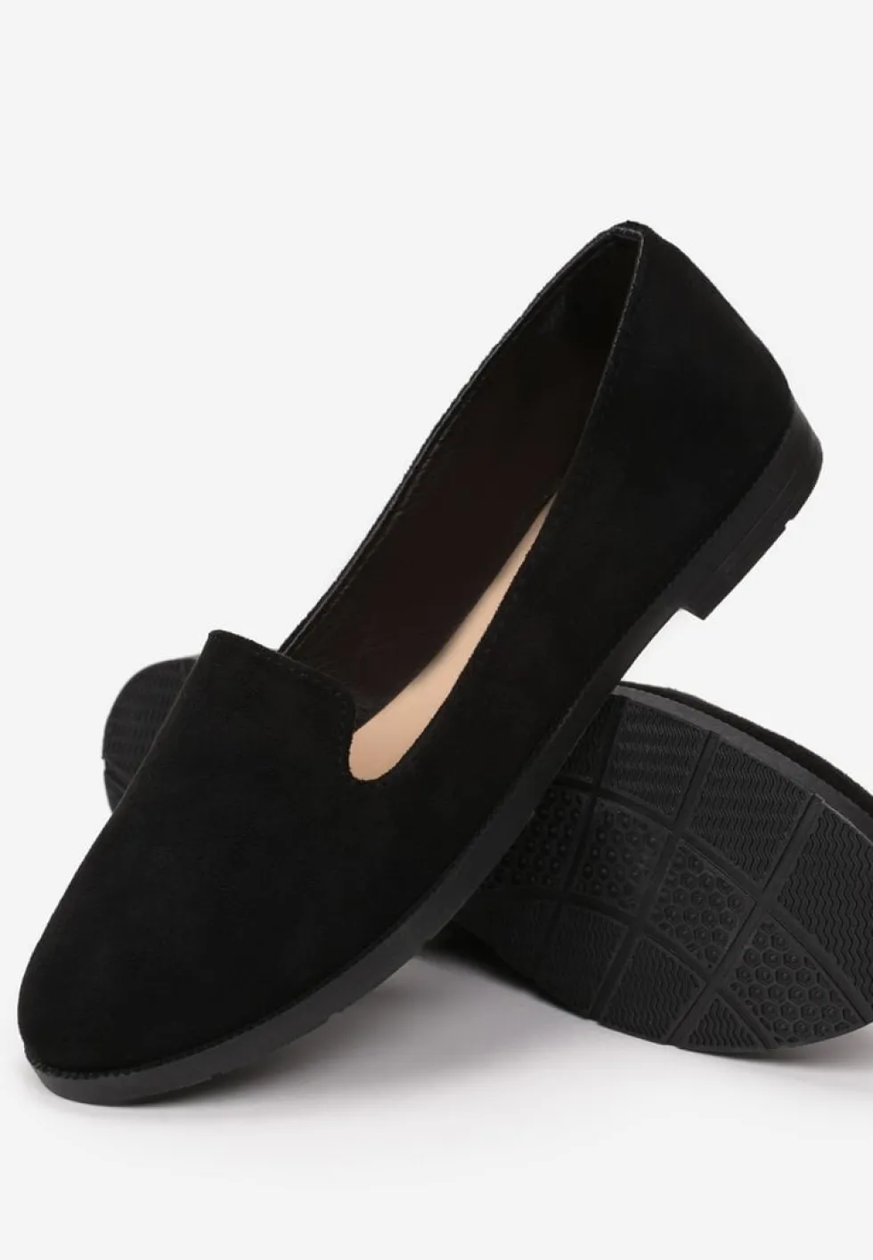 Czarne Balerinki Typu Loafersy Daphikaia