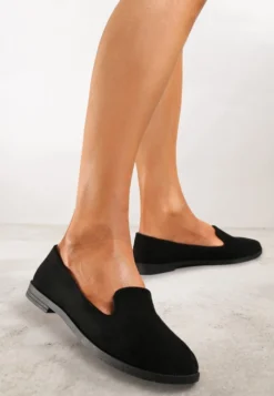 Czarne Balerinki Typu Loafersy Daphikaia