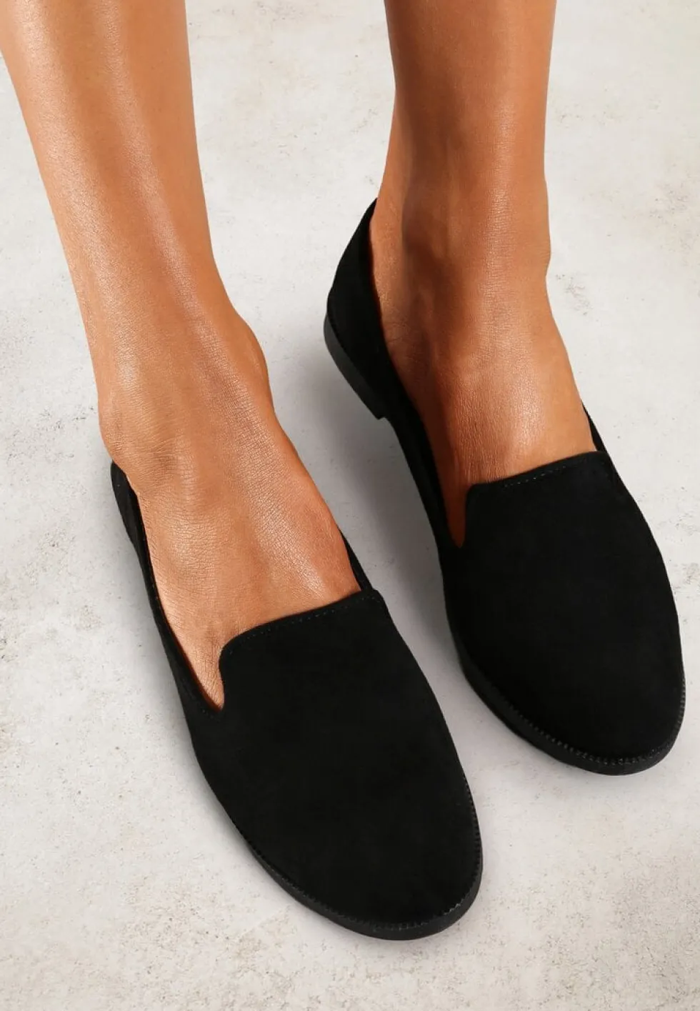 Czarne Balerinki Typu Loafersy Daphikaia