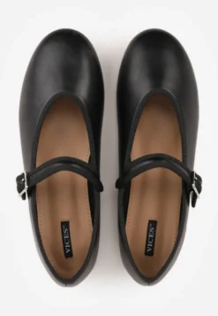 Czarne Balerinki Vices z Ozdobnym Paskiem z Klamerką i Okrągłym Noskiem Cesista