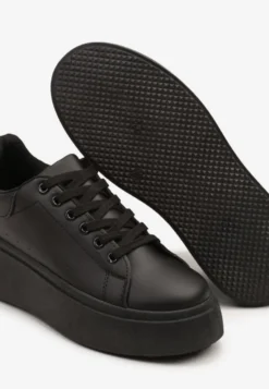 Czarne Basicowe Sneakersy na Platformie Jorvisa