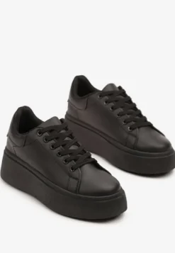 Czarne Basicowe Sneakersy na Platformie Jorvisa