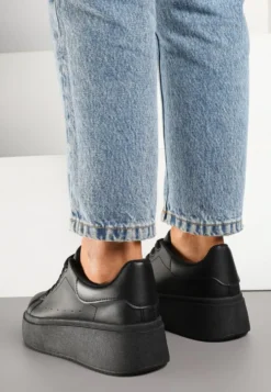 Czarne Basicowe Sneakersy na Platformie Jorvisa