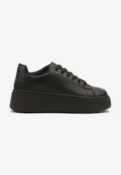 Czarne Basicowe Sneakersy na Platformie Jorvisa