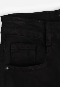 Czarne Bawełniane Jeansy High Waist z Szerokimi Nogawkami Leetie