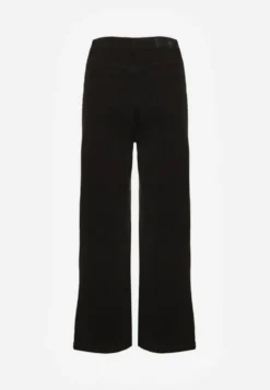Czarne Bawełniane Jeansy High Waist z Szerokimi Nogawkami Leetie