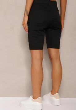 Czarne Bermudy Szorty High Waist z Bawełny Vimaly