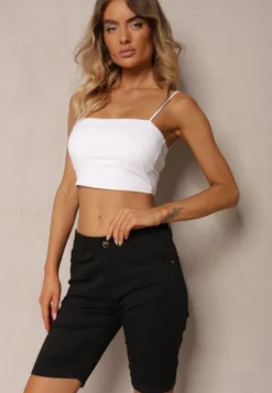Czarne Bermudy Szorty High Waist z Bawełny Vimaly