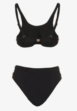 Czarne Bikini Biustonosz i Majtki Typu Figi Zdobione Siateczką Natelina