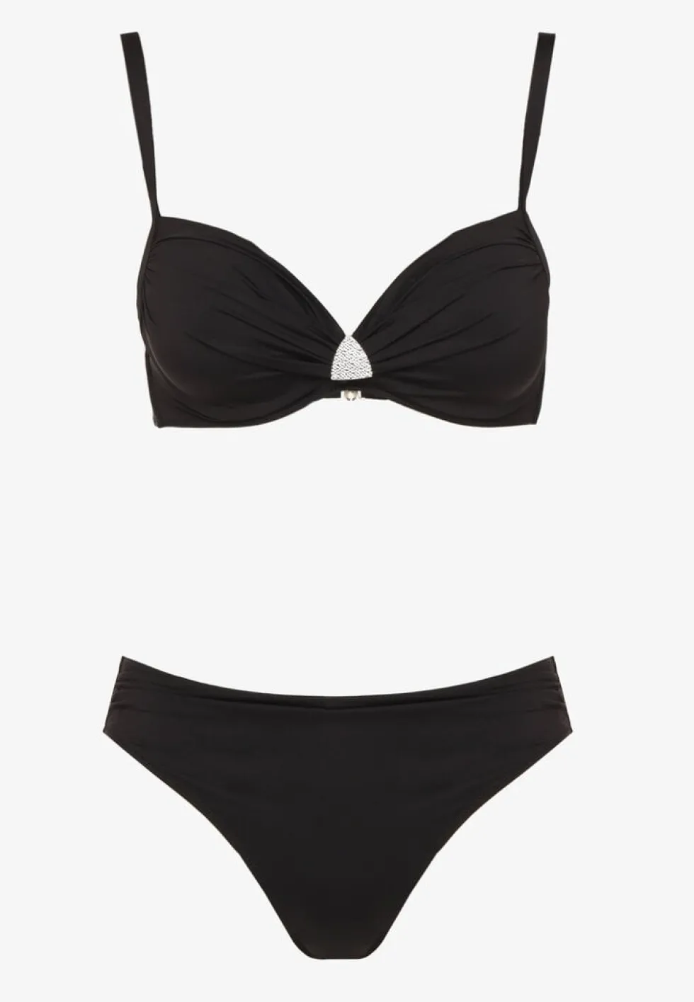 Czarne Bikini Majtki Figi Biustonosz z Trójkątną Aplikacją Natizeria
