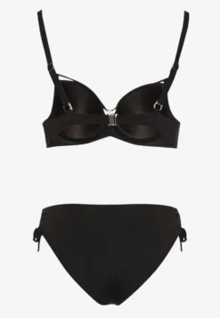 Czarne Bikini Majtki Figi z Regulacją i Biustonosz z Ozdobą Natrissa