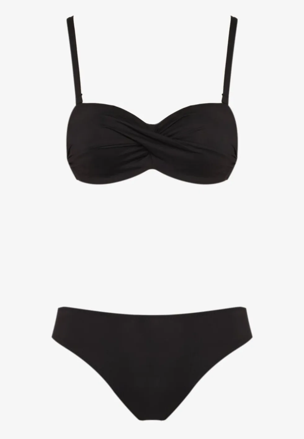 Czarne Bikini 2 Pary Majtek Typu Figi i Biustonosz Wiązany na Plecach Galanoria