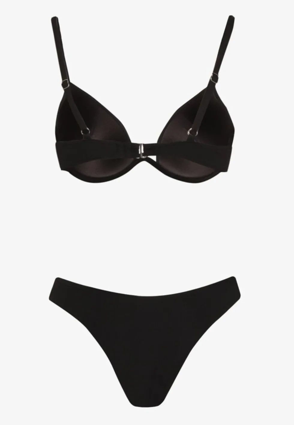 Czarne Bikini Usztywniany Biustonosz z Zapięciem z Tyłu i Majtkami Figami Ermarie