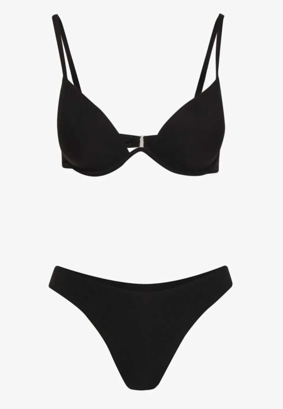 Czarne Bikini Usztywniany Biustonosz z Zapięciem z Tyłu i Majtkami Figami Ermarie