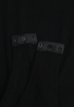Czarne Body Longsleeve z Dużą Zawartością Wiskozy i Ozdobną Koronką przy Dekolcie Serendelle