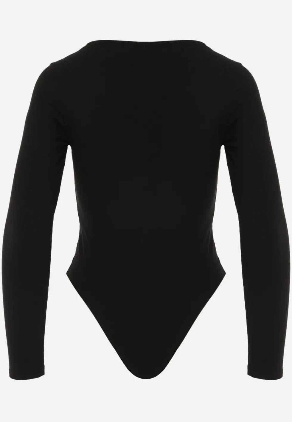 Czarne Body Longsleeve z Dużą Zawartością Wiskozy i Ozdobną Koronką przy Dekolcie Serendelle