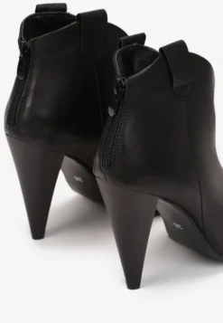 Czarne Botki na Stożku z Noskiem Peep Toe Rinsali
