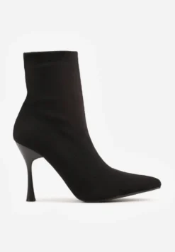 Czarne Botki Vices na Szpilce w Stylu Klepsydry Noraye