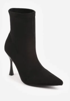 Czarne Botki Vices na Szpilce w Stylu Klepsydry Noraye