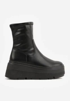 Czarne Botki Vices w Stylu Tech Gothic na Platformie Niorna