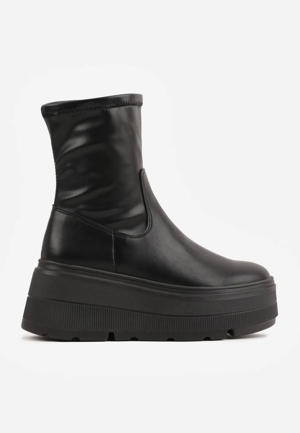 Czarne Botki Vices w Stylu Tech Gothic na Platformie Niorna
