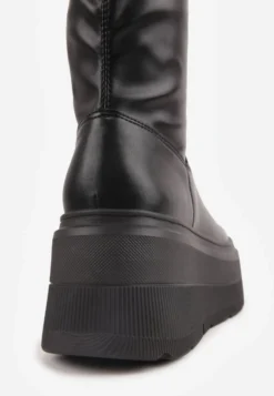 Czarne Botki Vices w Stylu Tech Gothic na Platformie Niorna
