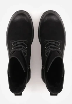 Czarne Botki Workery Skórzane z Efektem Vintage Wash Alvani