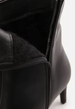 Czarne Botki w Stylu Basic na Niskiej Szpilce ze Szpiczastym Noskiem Odilone