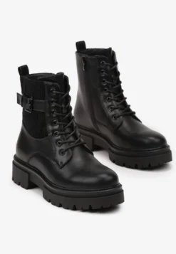 Czarne Botki w Stylu Workerów Grunge Eiase