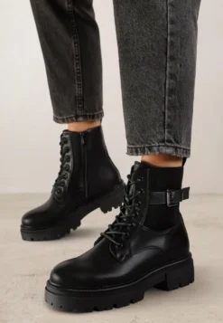 Czarne Botki w Stylu Workerów Grunge Eiase
