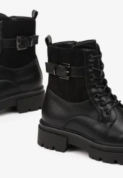 Czarne Botki w Stylu Workerów Grunge Eiase