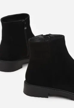 Czarne Botki z Imitacji Zamszu w Eleganckim Stylu Niadoraea