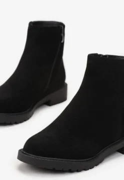 Czarne Botki z Imitacji Zamszu w Eleganckim Stylu Niadoraea