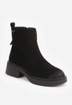 Czarne Botki z Zamszu Naturalnego Vintage Wash Jennete