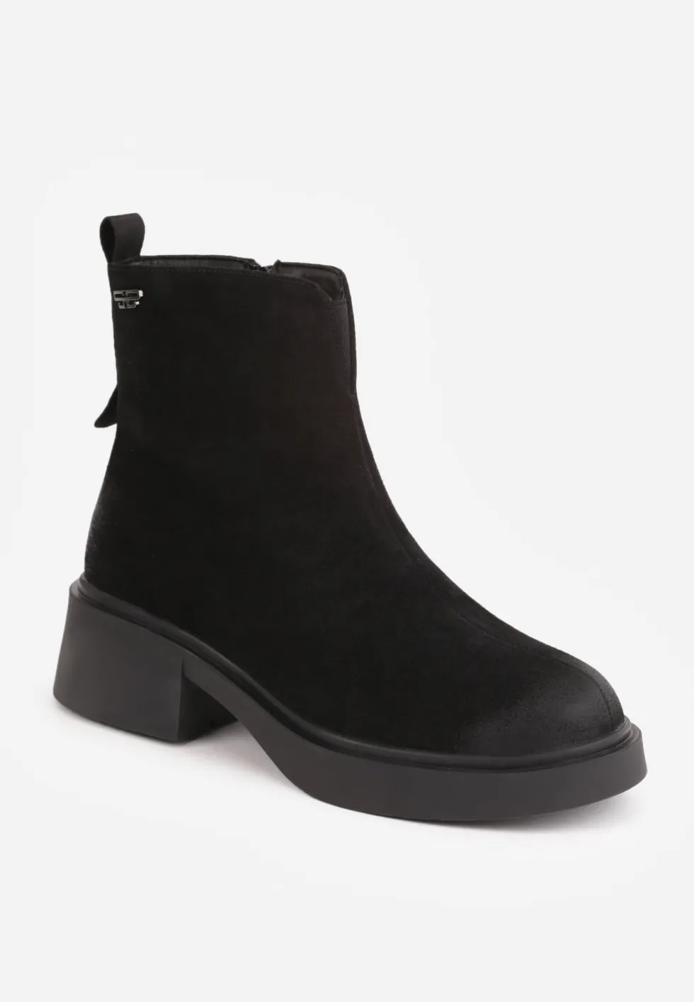 Czarne Botki z Zamszu Naturalnego Vintage Wash Jennete