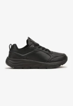 Czarne Casualowe Buty Sportowe Sneakersy na Płaskiej Tłoczonej Podeszwie Velanitta