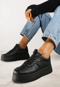 Czarne Casualowe Sneakersy Vices na Niskiej Platformie Torila